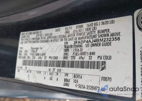 2011 Ford Fiesta S from USA, damaged, VIN 3FADP4AJ4BM232358